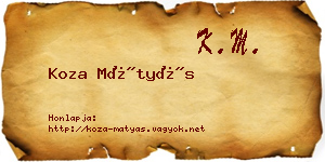 Koza Mátyás névjegykártya
